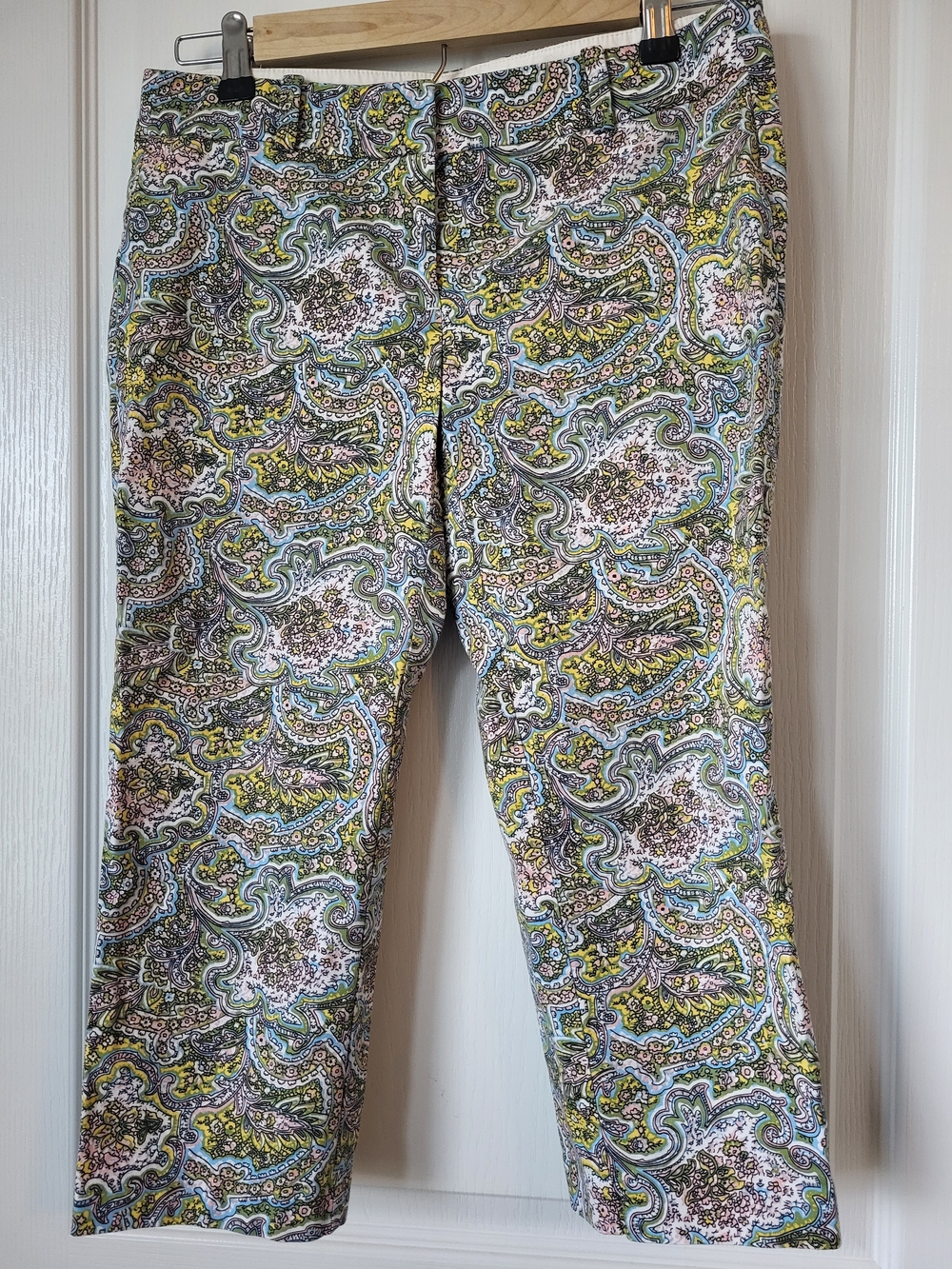 Ann Taylor Paisley Crop Pants in Blue, Green & Cream